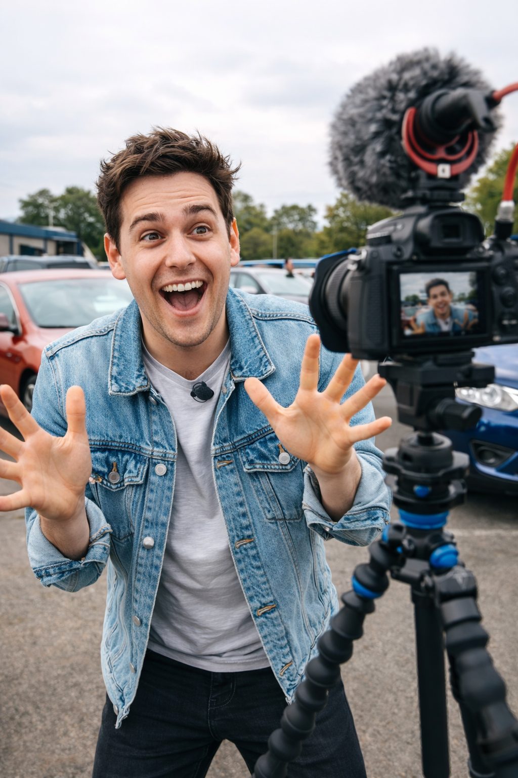 Local creator filming at Atlanta car dealership