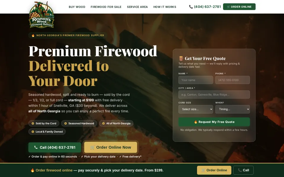 Reuven's Wood homepage built by Intown Ads