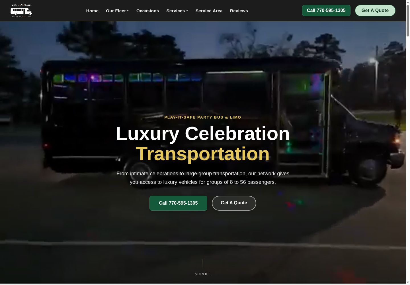 Play-It-Safe Party Bus and Limo homepage